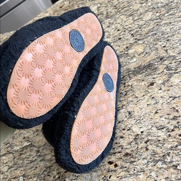 UGG Black Fluffy Slippers - Picture 3 of 4